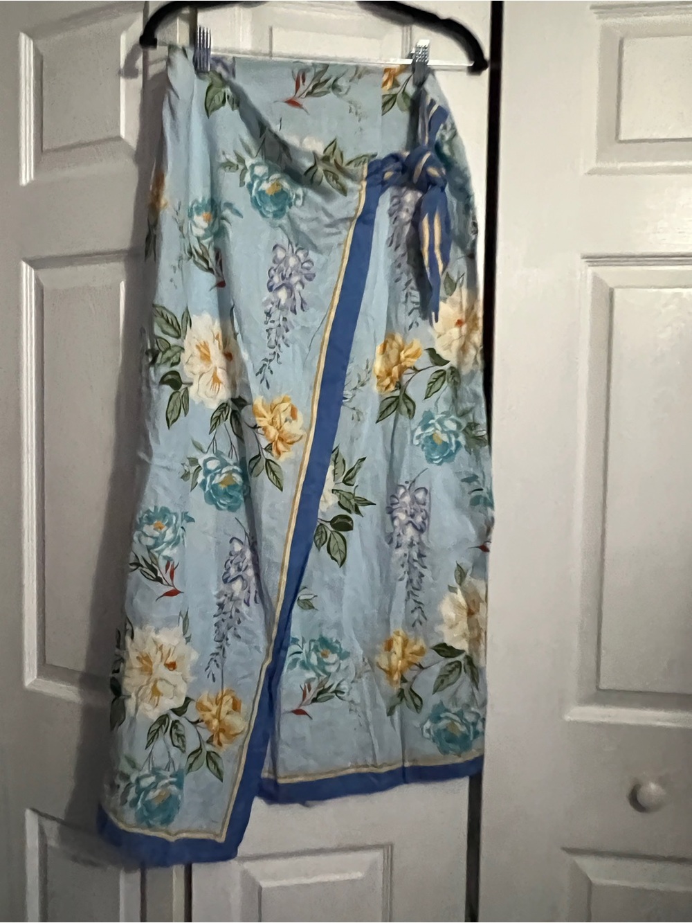 Joie Light Blue Floral Wrap Sarong with Yellow & Teal Accents